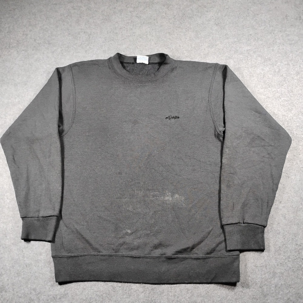 Vintage Dolfin Men's Faded Black Crewneck Sweatshirt Size Large Blank